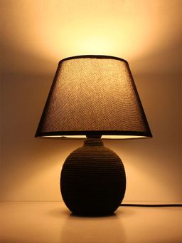 ELARE - Black Decorative Table Lamp With Textured Base & Warm Glow