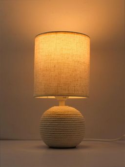 ELARE - Table Lamp Off White Textured Ball With Taper Shade