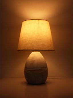 ELARE - Table Lamp Ivory Textured With Warm Beige Shade