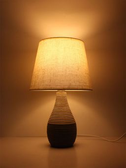 ELARE - Natural Two-Tone Textured Table Lamp With Cream Shade
