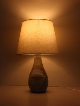 ELARE - Table Lamp Grey With Cream Acrylic Shade For Bedroom Decor