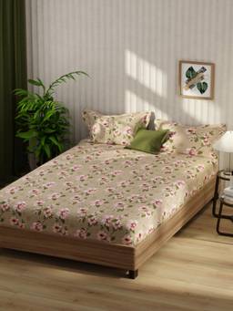 KOPA - Bamboo Micro Fabric Bedsheet With 2 Pillow Covers Beige (Double King)
