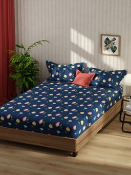 KOPA - Bamboo Micro Fabric Bedsheet With 2 Pillow Covers Navy Blue (Double King)