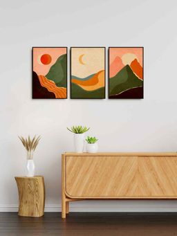 999Store - Mountain River Sun And Moon Painting Wall Decor (Pack of 3)