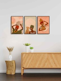 999Store - African Women Wall Art Painting For Wall Decor Living Room (Pack of 3)