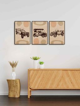 999Store - Vintage Cars Wall Painting Home And Office Decor (Pack of 3)