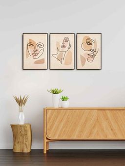999Store - Boho Women Faces Art Painting For Wall Decor (Pack of 3)