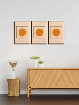 999Store - Modern Golden Round Circle Art Painting For Wall Decor Living Room (Pack of 3)