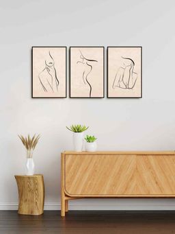 999Store - Continuous Line Drawing Woman Art Painting For Living (Pack of 3)