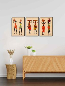 999Store - African Lady With Traditional Dress Art Canvas Painting (Pack of 3)