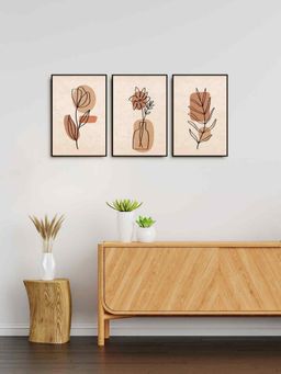 999Store - One Line Art Botanical Leaf Painting Home Wall Decor (Pack of 3)