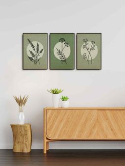 999Store - Botanical Leaf And Flower Art Painting Bedroom (Pack of 3)