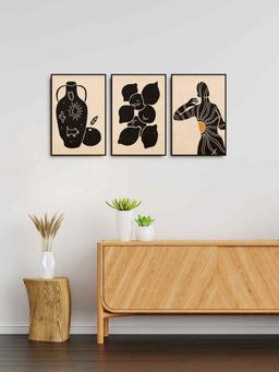 999Store - Modern Art Flower With Pot Painting For Wall Decoration (Pack of 3)