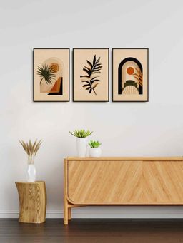 999Store - Botanical Leaf With Sun Wall Painting Wall Decor (Pack of 3)