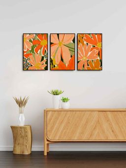 999Store - Tropical Flower Painting For Home And Office Decor With Frames (Pack of 3)