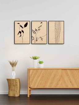 999Store - Botanical Leaf Art Painting For Home And Office Decoration (Pack of 3)