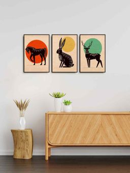 999Store - Horse Rabbit And Deer Painting For Home And Office Decor (Pack of 3)
