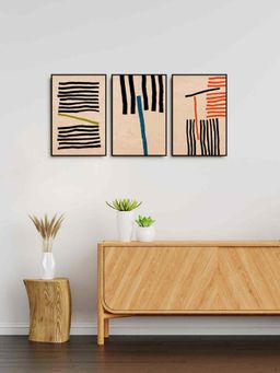 999Store - Black Line Art Painting Wall Decor Canvas (Pack of 3)