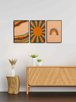 999Store - Pop Art Aesthetic Backgrounds With Sun Light, Stars, Boho Rainbow Painting (Pack of 3)