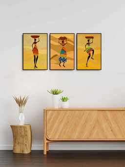 999Store - Beautiful African Women Traditional Costume Painting For Wall (Pack of 3)