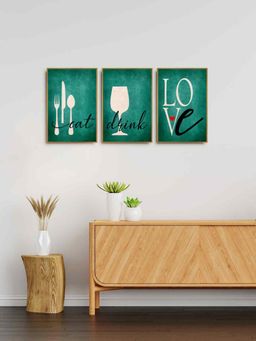 999Store - Eat Drink Love Kitchen Wall Art Painting For Living Room Decor (Pack of 3)