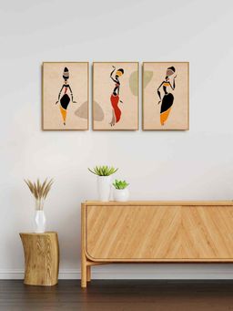 999Store - Beautiful African Lady Dancing Wall Painting (Pack of 3)