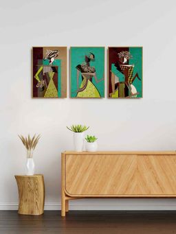 999Store - Fashion Designer Sketches Of Woman Clothes Wall Painting (Pack of 3)