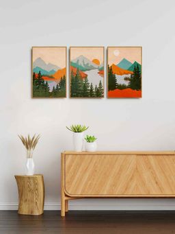 999Store - Mountain Landscape Wall Painting For Home And Office (Pack of 3)