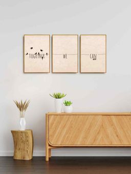 999Store - Together We Can Win Quotes Sign Painting For Wall Bedroom Canvas Painting (Pack of 3)