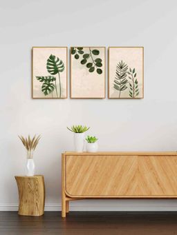999Store - Palm Green Leaf Wall Art Painting For Hall Living Bedroom (Pack of 3)