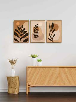 999Store - Floral Leaf Wall Art Painting For Home And Office Decor Bedroom (Pack of 3)