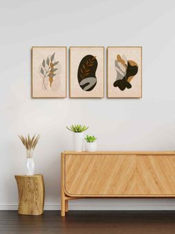 999Store - Botanical Leaf With Background Shape Wall Art Painting Bedroom (Pack of 3)