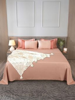 House of Owlet - Chempange Rose Solid Super King Bedsheet With 2 Pillow Covers
