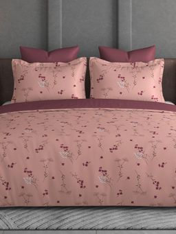 House of Owlet - Pink Floral 600Tc Super King Bedsheet With 2 Pillow Covers