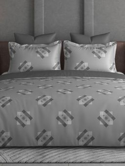 House of Owlet - Grey 600Tc Super King Bedsheet With 2 Pillow Covers