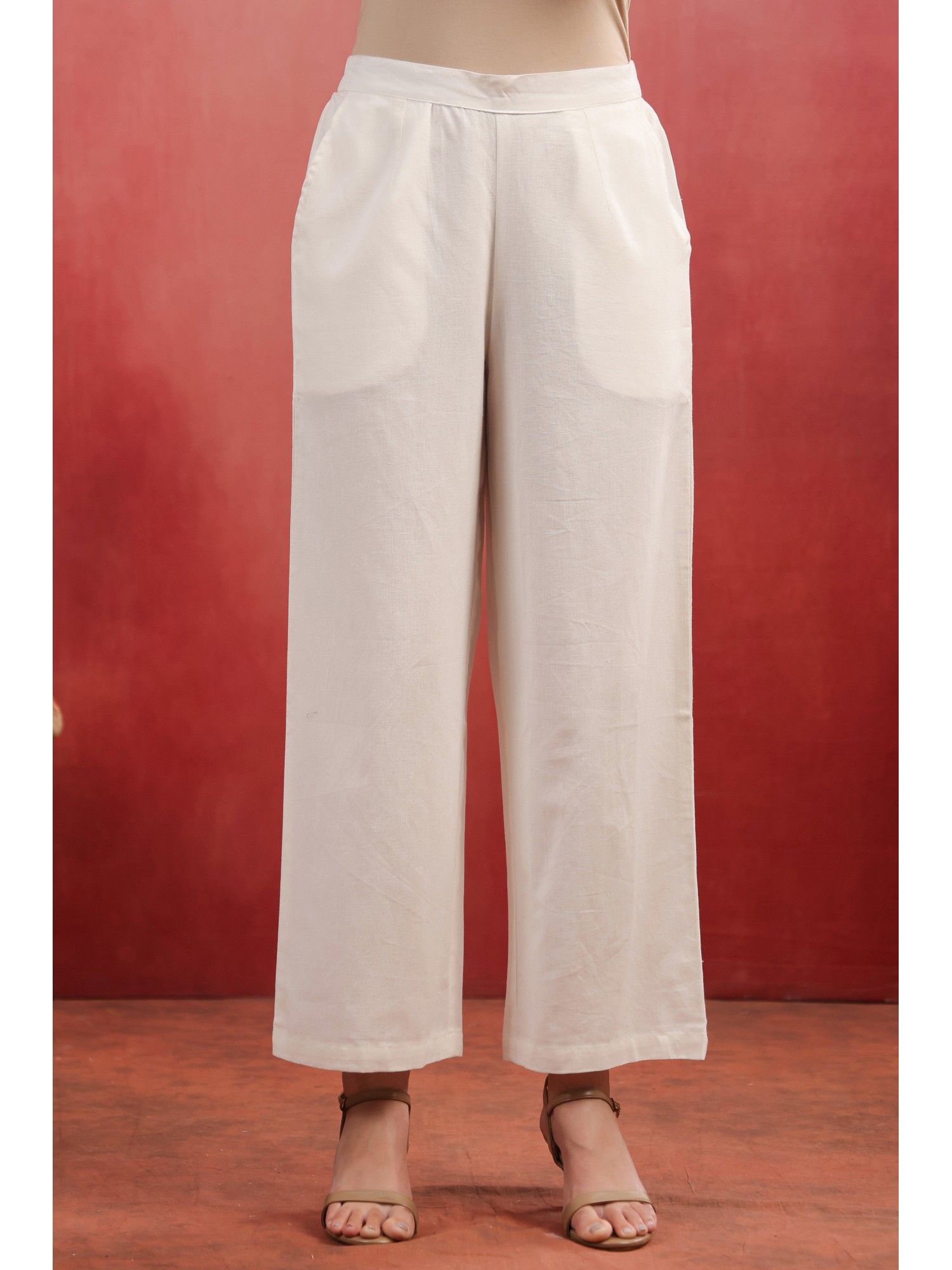 savi Women White Cotton Solid Straight Pant-picture-31