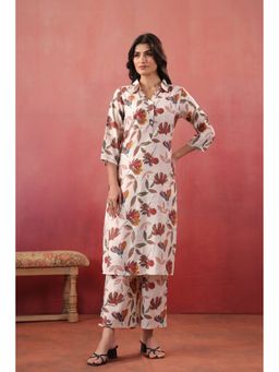 SAVI - Women Multicolor Polyester Floral Printed Kurta and Pant