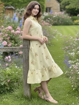 HOUSE OF JAMOTI - Women Yellow Sunny Side Floral Dress