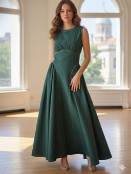 HOUSE OF JAMOTI - Women Olive Grove A-Line Dress