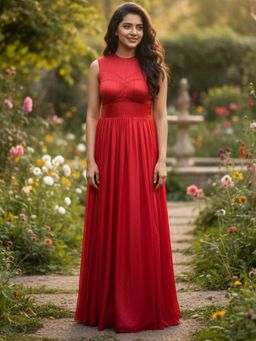 HOUSE OF JAMOTI - Women Red Gala Garnet Satin Dress