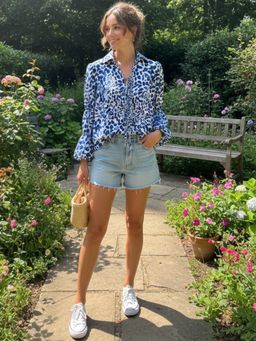 HOUSE OF JAMOTI - Blue Caspian Printed Satin Top