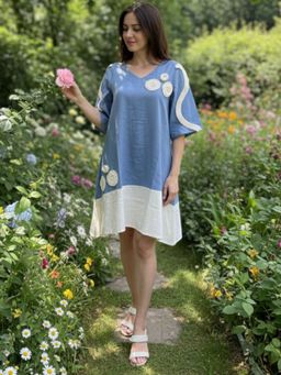 HOUSE OF JAMOTI - Women Blue Cornflower Crochet Mini Dress