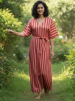 HOUSE OF JAMOTI - Women Red Terra Striped Dress