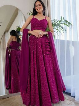 HOUSE OF JAMOTI - Twilight Purple Chikankari Lehenga and Blouse with Dupatta