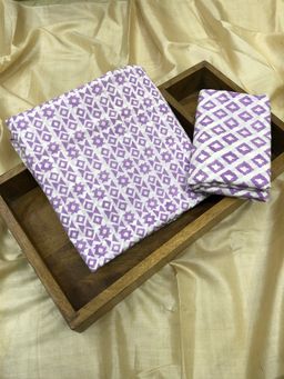 Palash - Women Purple Geometric Printed Unstitched Kurta With Pant
