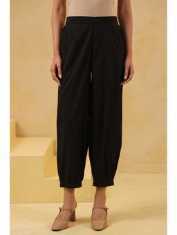 SAVI - Women Black Cotton Solid Patiala Pant