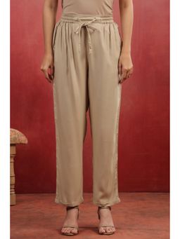 SAVI - Women Beige Viscose Solid Straight Pant