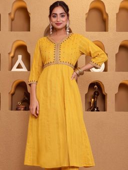 ARAMYA - Yellow Lurex Cotton Kurta