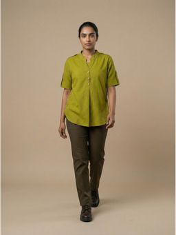 ZNKL - Shirt Style Lime Green Top