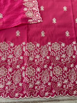 Paisley - Women Pink Art Silk Embroidered Unstitched Kurta With Pant And Dupatta